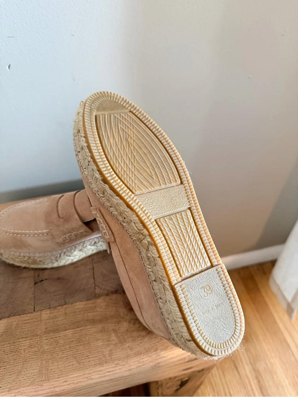 Women's Suede Espadrille Loafers in Tan